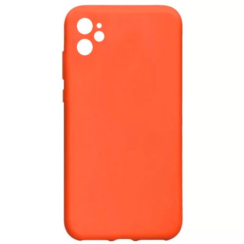 Husa Apple iPhone 11 Luxury Silicone, catifea in interior, protectie camere, portocalie