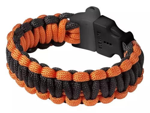 Bratara model Elevate Elliott Survival din snur tip Paracord, cu fluier, negru/portocaliu