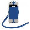Suport tip snur din silicon pentru telefon si carti de credit, protectie RFID, albastru