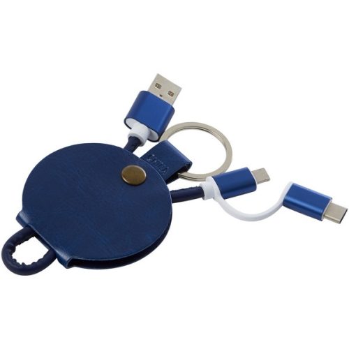 Cablu de incarcare Yeast 3 in 1, 3 capete (Lightning, Type-C, MicroUSB), 20 cm, albastru