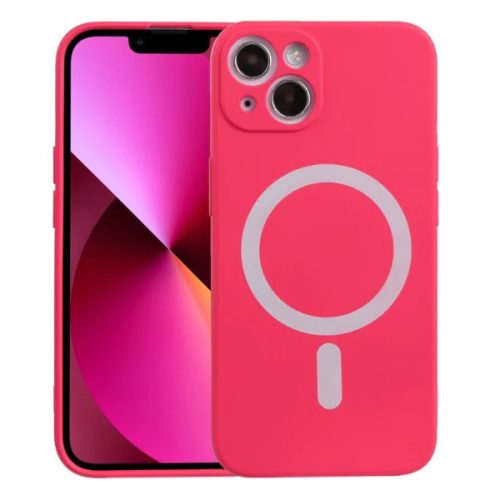 Husa Apple iPhone 12, Magsafe Silicone, protectie camera, microfibra, roz siclam