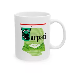  Cana ceramica personalizata, mesaj "Carpati", 330 ml, alba