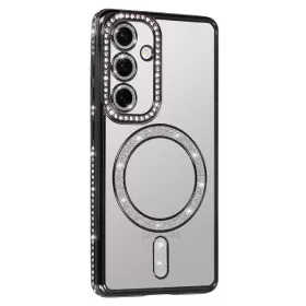   Husa Apple iPhone 17 Air, Electroplating Bling Magsafe, protectie camera, margini negre