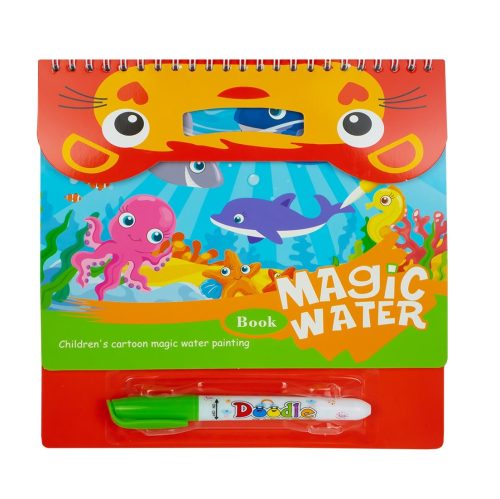 Carte de colorat (reutilizabila) cu apa Magic Water, animale marine