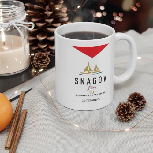 Cana ceramica personalizata, mesaj "Snagov", 330 ml, alba