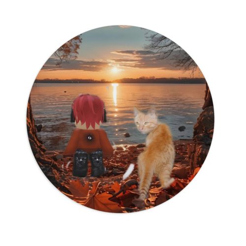 Mousepad Lucas Roblox si pisica, rotund, diametru 20 cm