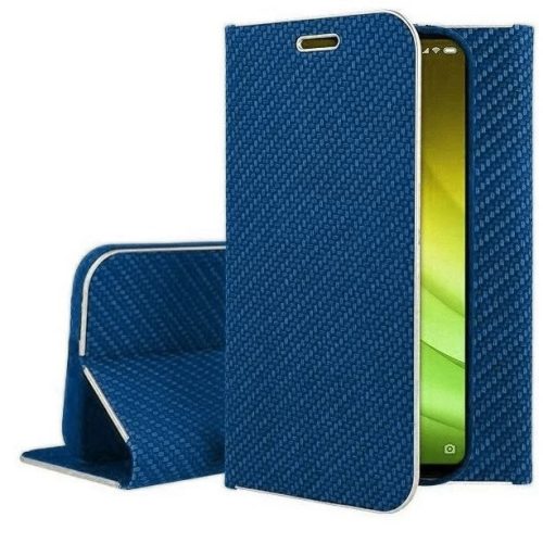 Husa Luxury Carbon Case pentru Huawei P20 Lite, inchidere magnetica, albastra