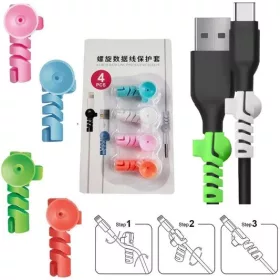 Set 4 organizatoare cabluri, diverse culori