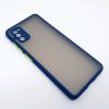 Husa de protectie Shockproof Bumper pentru Samsung Galaxy A41, protectie camera, rama albastra, butoane verzi