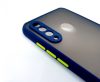 Husa de protectie Shockproof Bumper pentru Huawei P30 Lite, protectie camera, rama albastra, butoane verzi