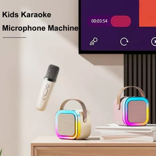 Set boxa si microfon Karaoke BT-K12, bluetooth, lumina RGB, functie efecte voce, 6W
