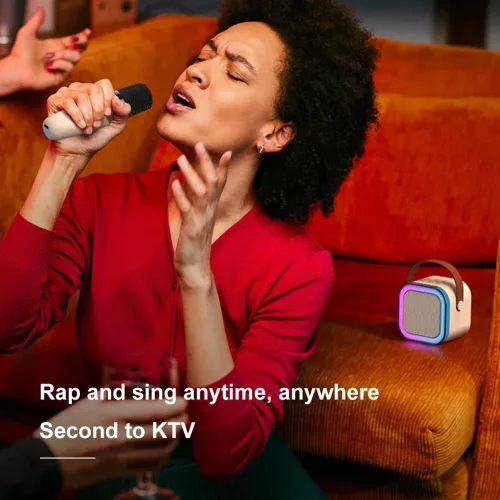 Set boxa si microfon Karaoke BT-K12, bluetooth, lumina RGB, functie efecte voce, 6W