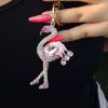 Breloc dama metalic cu pietricele, model Flamingo