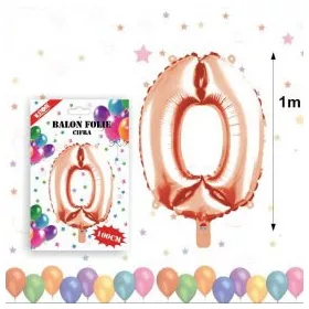Balon din folie metalizata, 100 cm, rose gold, cifra 0