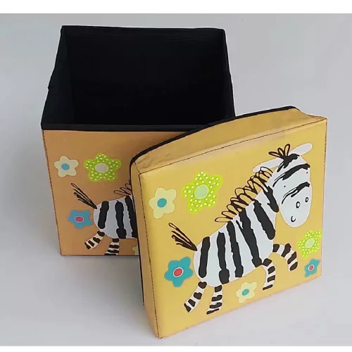 Cutie de depozitare tip taburet, pliabila, 30 x 30 x 30 cm, portocalie, Zebra