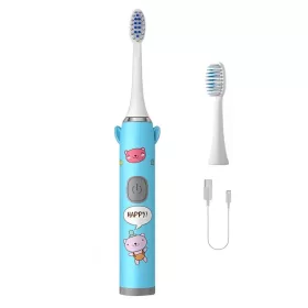  Periuta de dinti electrica pentru copii, 2 capete, 5 viteze,  incarcare USB, albastra