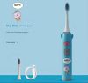 Periuta de dinti electrica pentru copii, 2 capete, 5 viteze,  incarcare USB, albastra