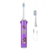 Periuta de dinti electrica pentru copii, 2 capete, 5 viteze,  incarcare USB, mov