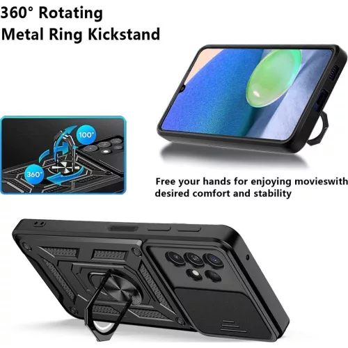 Husa Samsung Galaxy S24 Ultra, Camshield Armor, inel sustinere, protectie camera, neagra