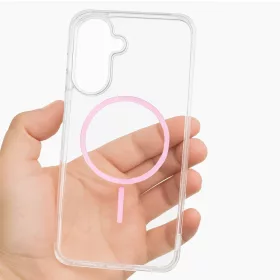   Husa protectie Samsung Galaxy S25 Plus, Colorful MagSafe, TPU, clear pink