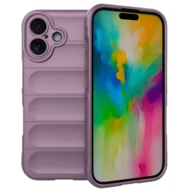   Husa Apple iPhone 16, Wave Silicone, protectie camera, catifea in interior, light purple