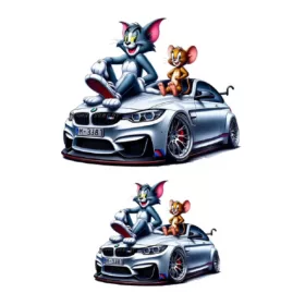   Stickere cu Tom&Jerry BMW, Vinyl / PP autoadeziva Glossy, 2 bucati