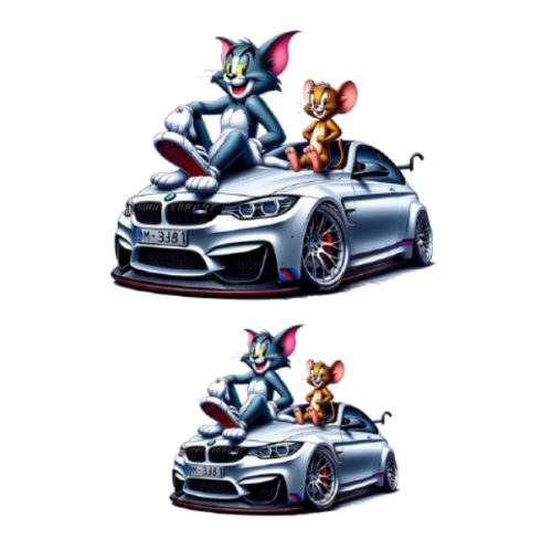 Stickere cu Tom&Jerry BMW, Vinyl / PP autoadeziva Glossy, 2 bucati