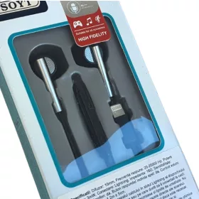   Casti audio cu microfon SOYT ST-1131, conector Lightning pentru iPhone/iPad, negre