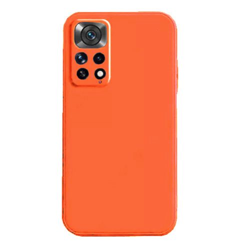 Husa Xiaomi Redmi Note 11 Pro Luxury Silicone, catifea in interior, protectie camere, portocalie