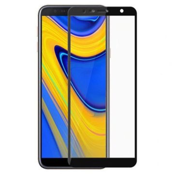   Folie sticla Samsung Galaxy A8 Plus 2018, margini usor curbate, neagra