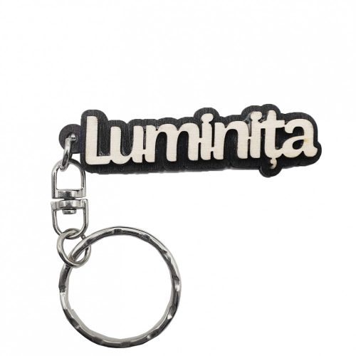 Breloc din lemn, nume "Luminita"