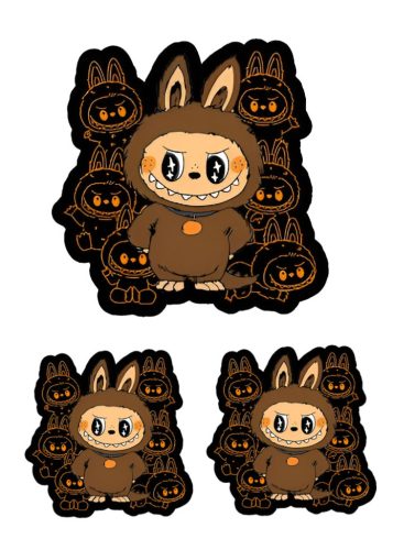Stickere cu personaje La Bubu, material Vinyl / PP autoadeziva Glossy, 3 bucati