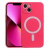 Husa Apple iPhone 13 Pro Max, Magsafe Silicone, protectie camera, microfibra, roz siclam