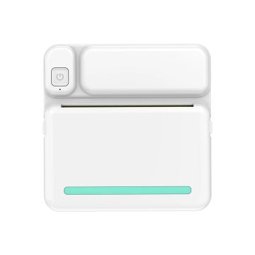   Mini imprimanta termica C19, compatibil iOS/Android, alb/turcoaz