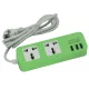Prelungitor cu 2 prize si 3 porturi USB 5V - max. 4A, cablu 1,8 metri, 10A, verde