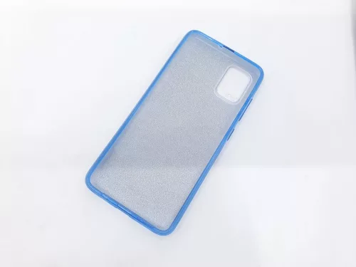 Husa Flowers Glitter pentru Samsung Galaxy S20, cu mesaj, albastra