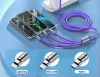 Cablu de incarcare cu 3 capete Type-C / Lightning / MicroUSB, 3A / 120W, 1.2 metri, capete metalice, cablu foarte gros, impletit, mov