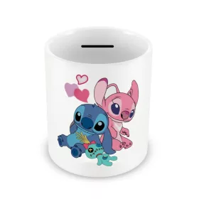   Pusculita ceramica personalizata, design Stitch in love, 350 ml, alba