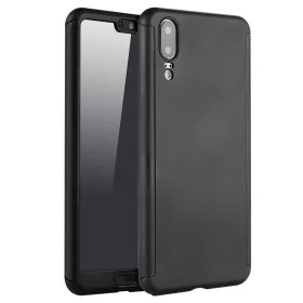   Husă Full Cover 360° pentru Huawei P20 (față + spate + sticlă), neagră