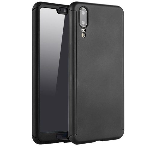 Husă Full Cover 360° pentru Huawei P20 (față + spate + sticlă), neagră