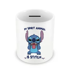   Pusculita ceramica personalizata, design Stitch My spirit animal, 350 ml, alba