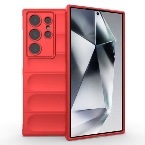 Husa Samsung Galaxy S24 Ultra, Wave Silicone, protectie camera, catifea in interior, pure red