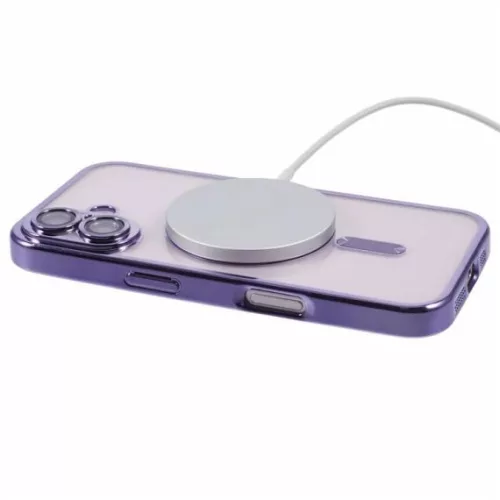 Husa Apple iPhone 12 Pro, Magsafe Electroplating TPU, protectie camera, margini mov