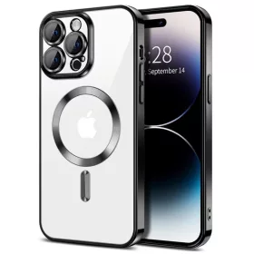   Husa Apple iPhone 11, Magsafe Electroplating TPU, protectie camera, margini negre