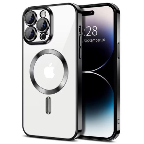 Husa Apple iPhone 11, Magsafe Electroplating TPU, protectie camera, margini negre