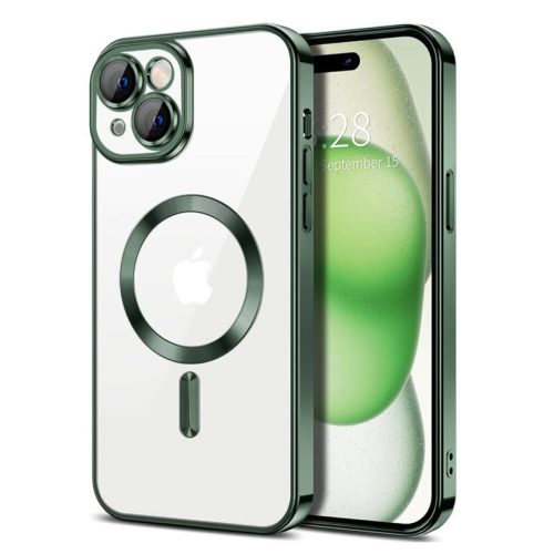 Husa Apple iPhone 11, Magsafe Electroplating TPU, protectie camera, margini verzi
