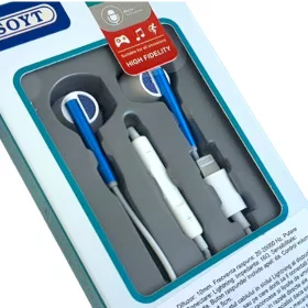   Casti audio cu microfon SOYT ST-1131, conector Lightning pentru iPhone/iPad, alb/albastru