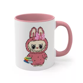   Cana ceramica personalizata, design La Bubu, 330 ml, alb/roz, model 1