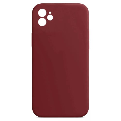 Husa Apple iPhone 12 Luxury Silicone, catifea in interior, protectie camere, rosu burgundy