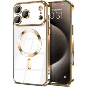   Husa Apple iPhone 17 Pro, Magsafe Electroplating TPU, protectie camera, margini aurii